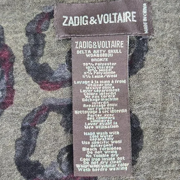 Zadag & Voltaire HUGE Scarf Delta Arty Skull Bronze - Picture 5 of 12